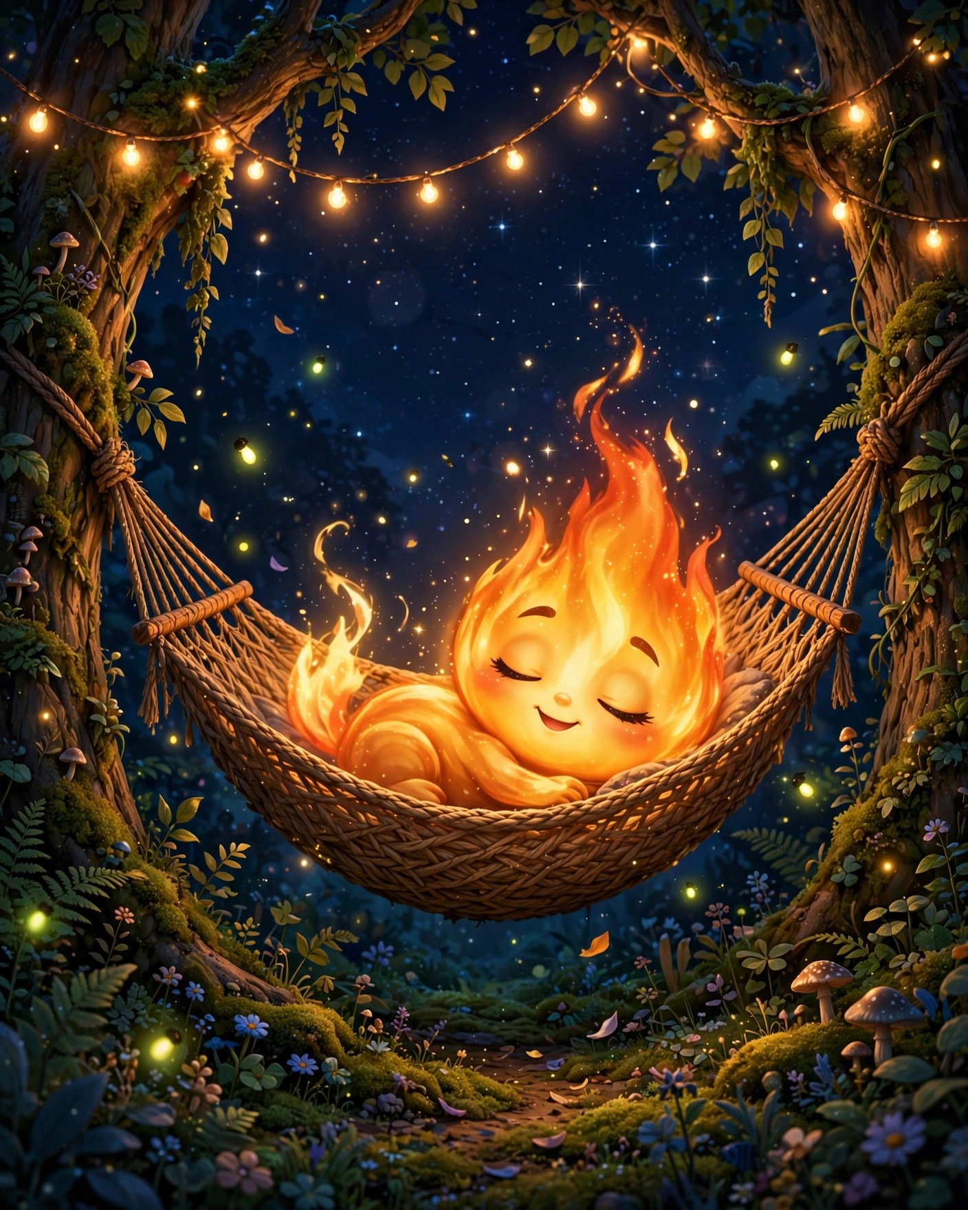 Spark relaxing in a hammock